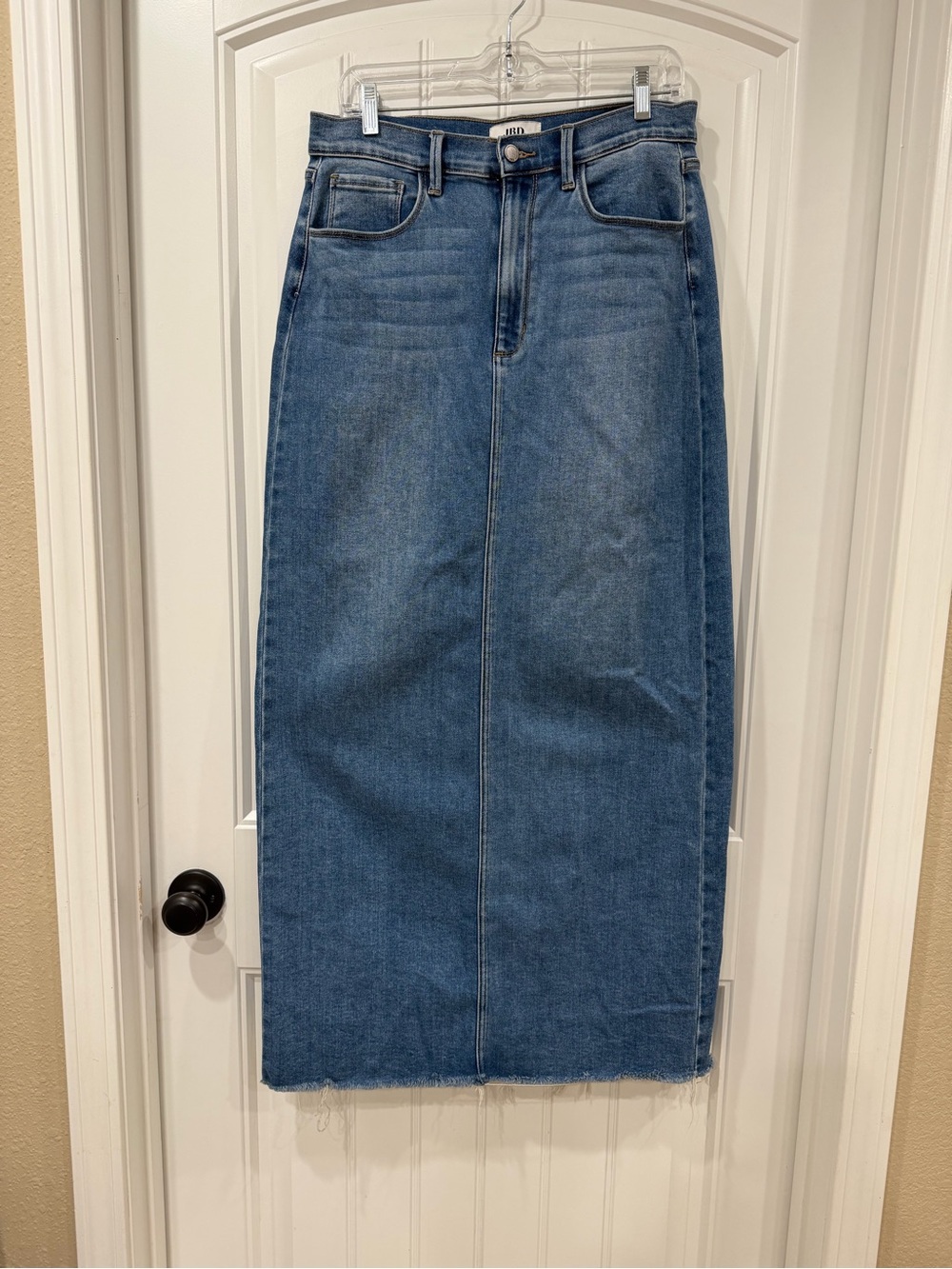 Just Black Straight-Leg Blue Denim Midi Skirt